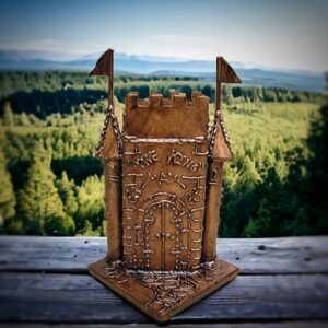 Custom sculpted kin'gs castle urn for a very special dog
